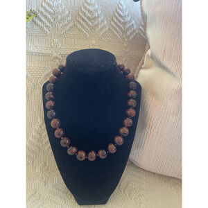 WHITNEY KELLY RED TIGER'S EYE 14MM Round Bead Necklace, 18-20", Hand-Knotted 925